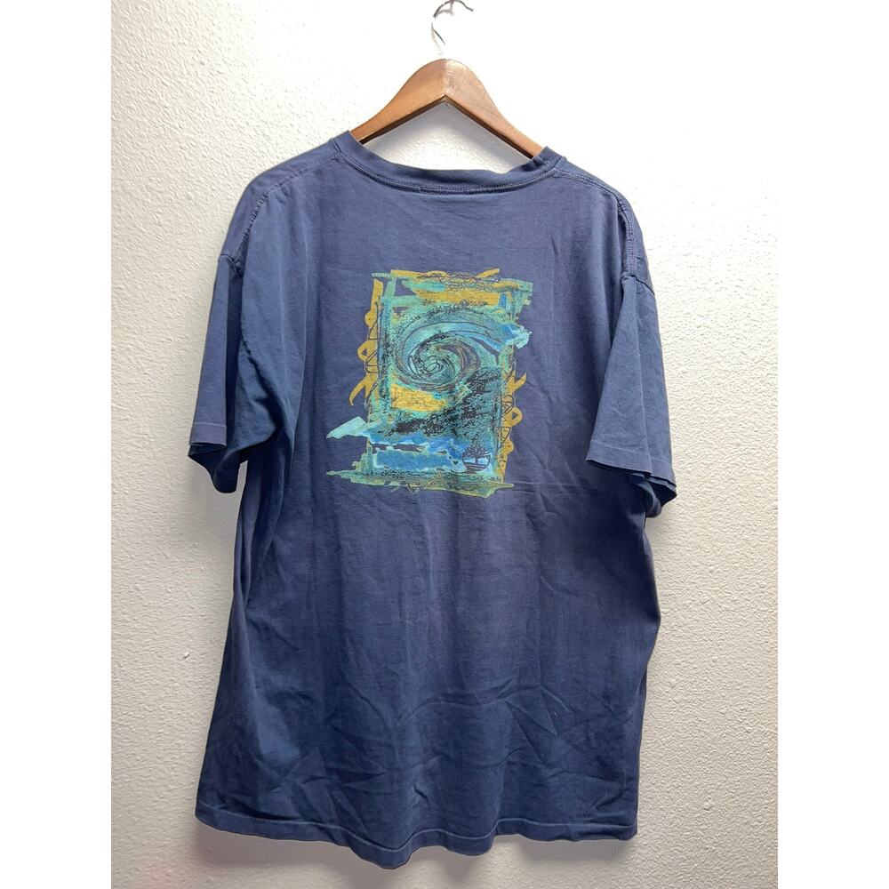 Vintage Timberland Weathergear Shirt Blue Surf Art Artwork Graphic Tee Vtg Xl